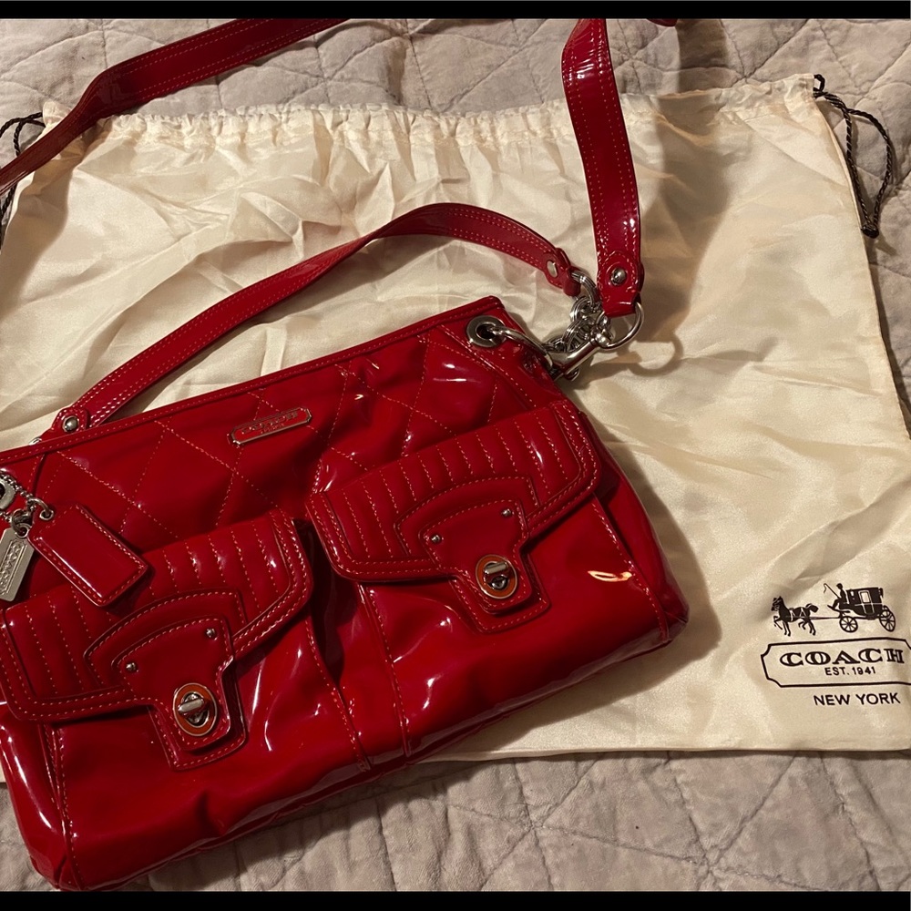 Red Patent Leather Coach Crossbody Purse